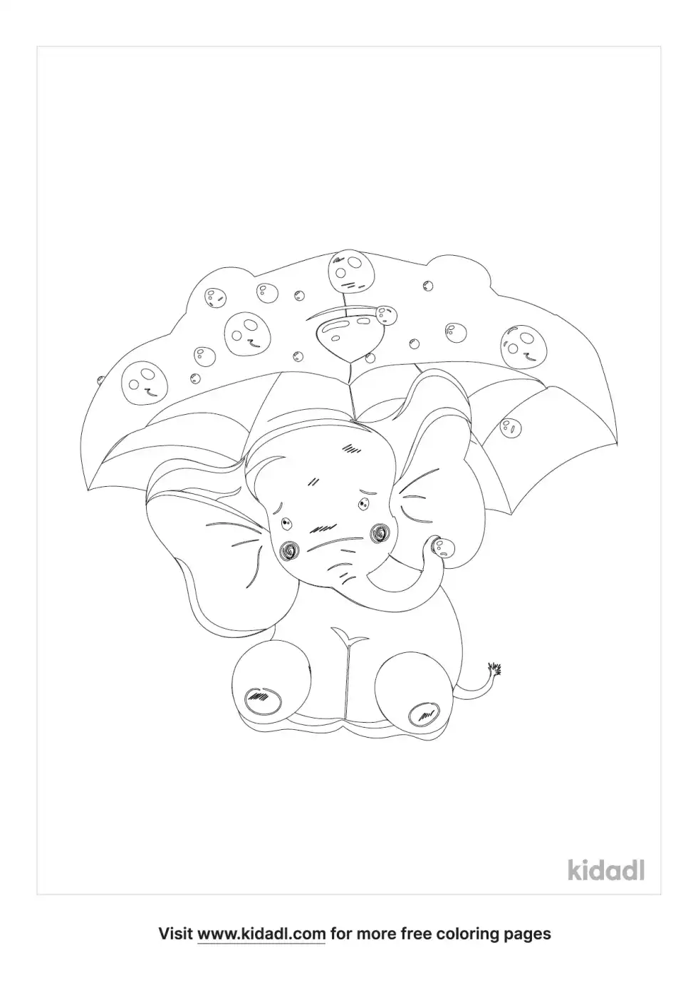 Elephant Umbrella Coloring Page