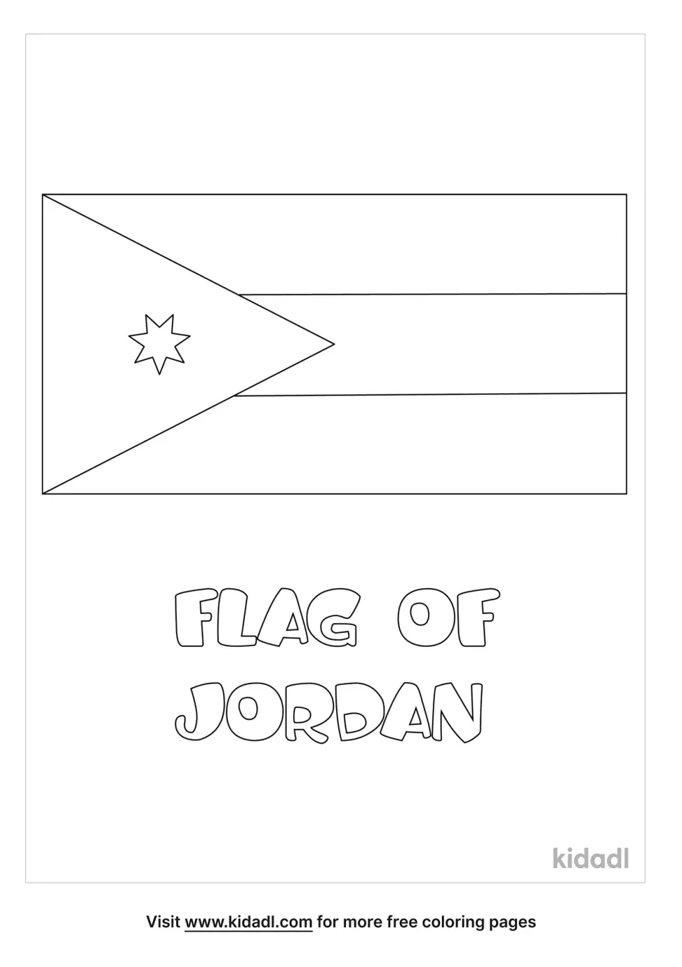 Flag Of Jordan Coloring Page