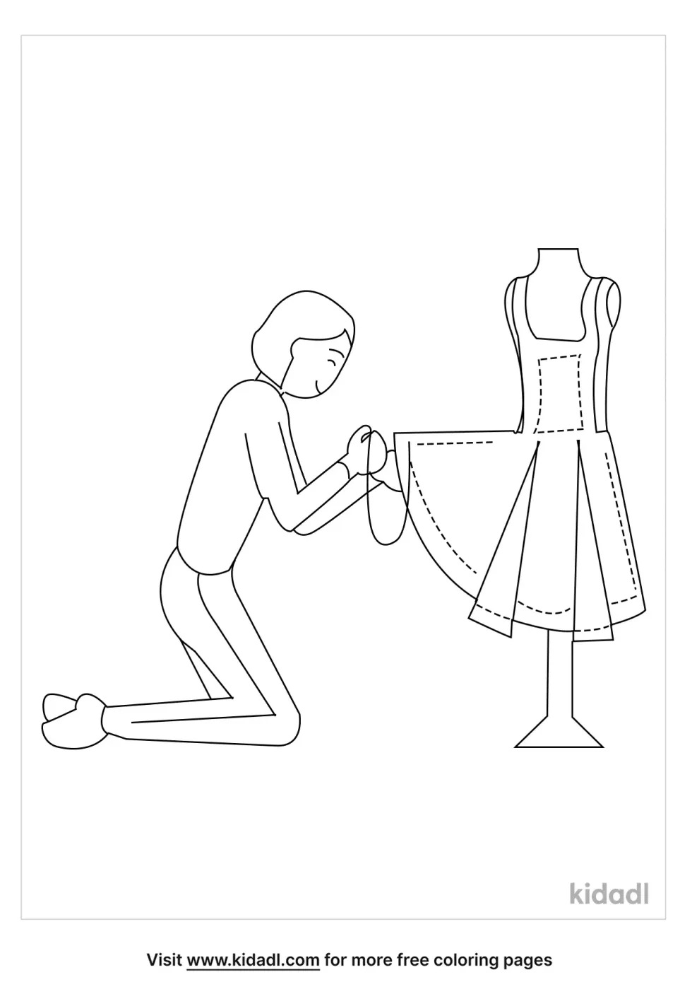 Sewing A Dress Coloring Page
