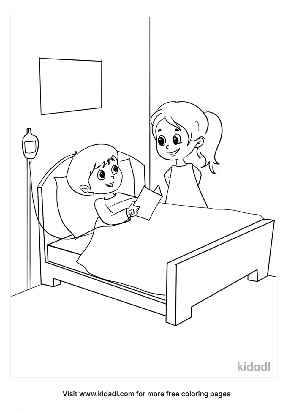 Child Visiting Sick Friend Coloring Page
