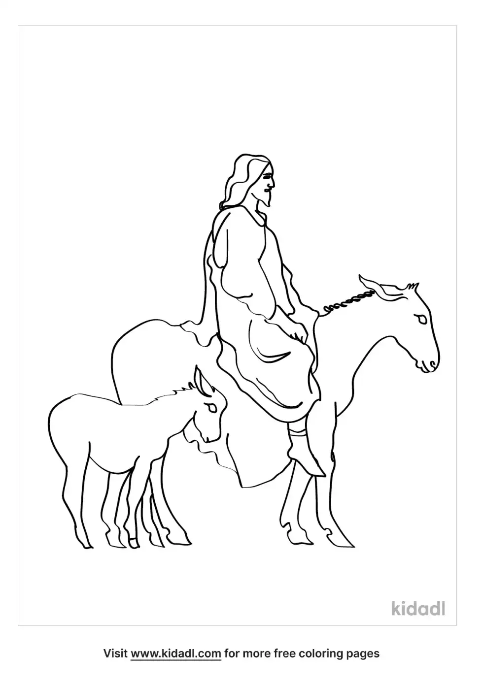Jesus On Donkey Coloring Page