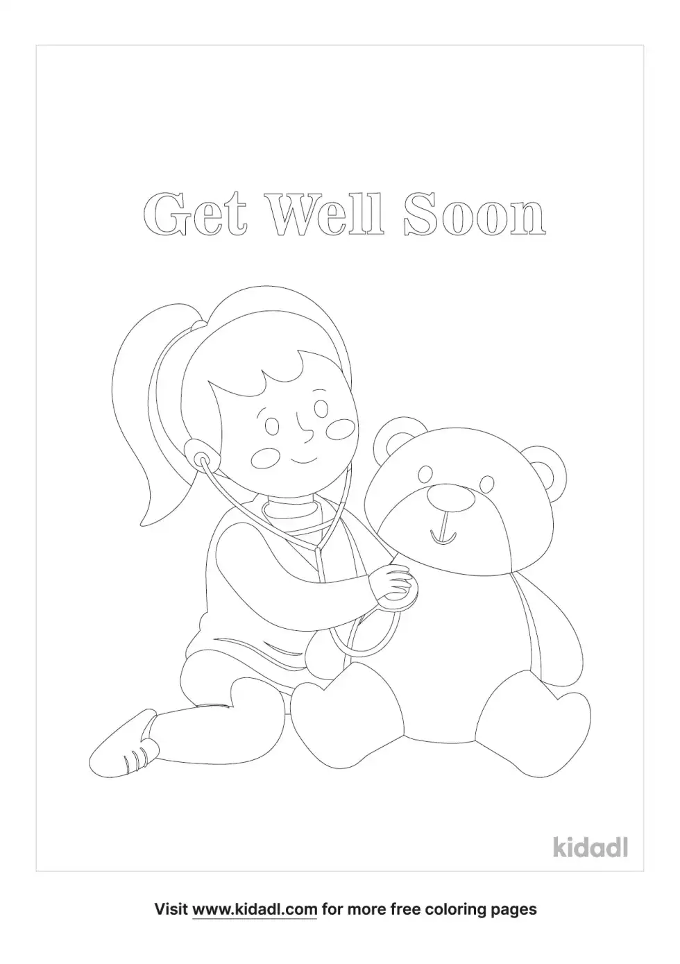 Get Well Soon Teddy Bear Coloring Page