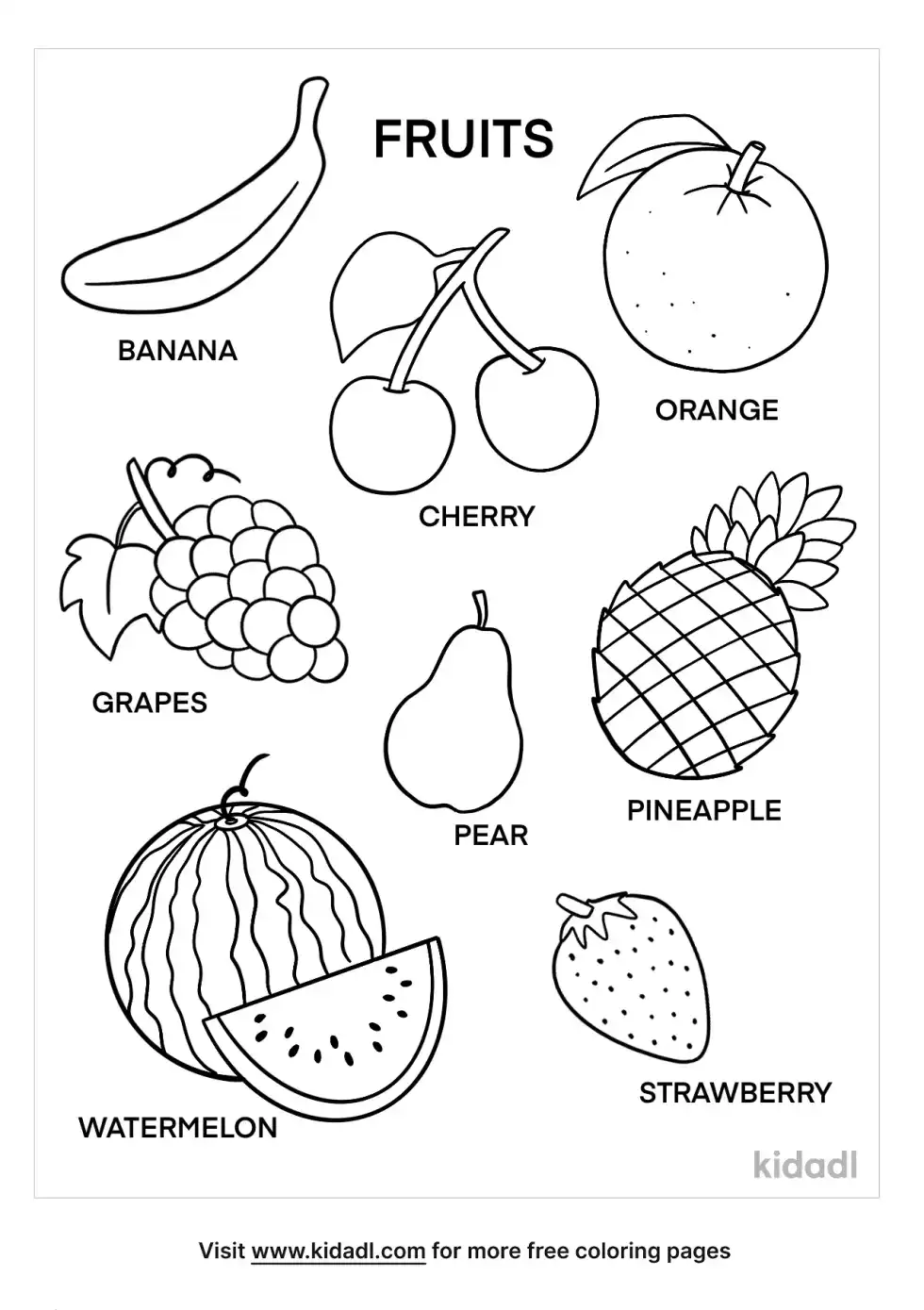 Names Of Fruits Coloring Page
