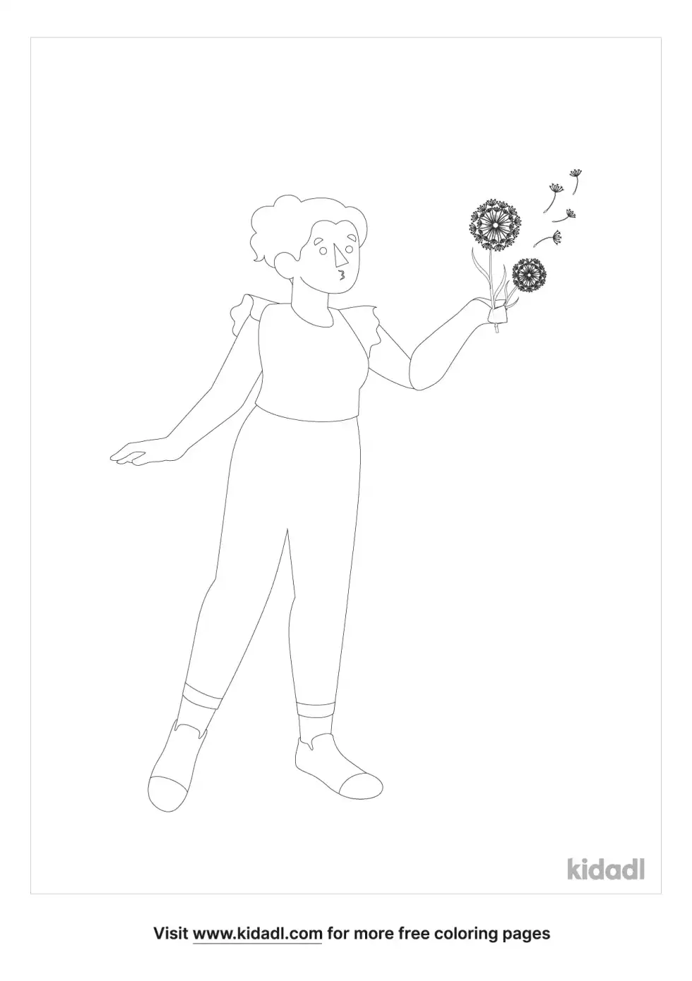 Blow Dandelion Coloring Page
