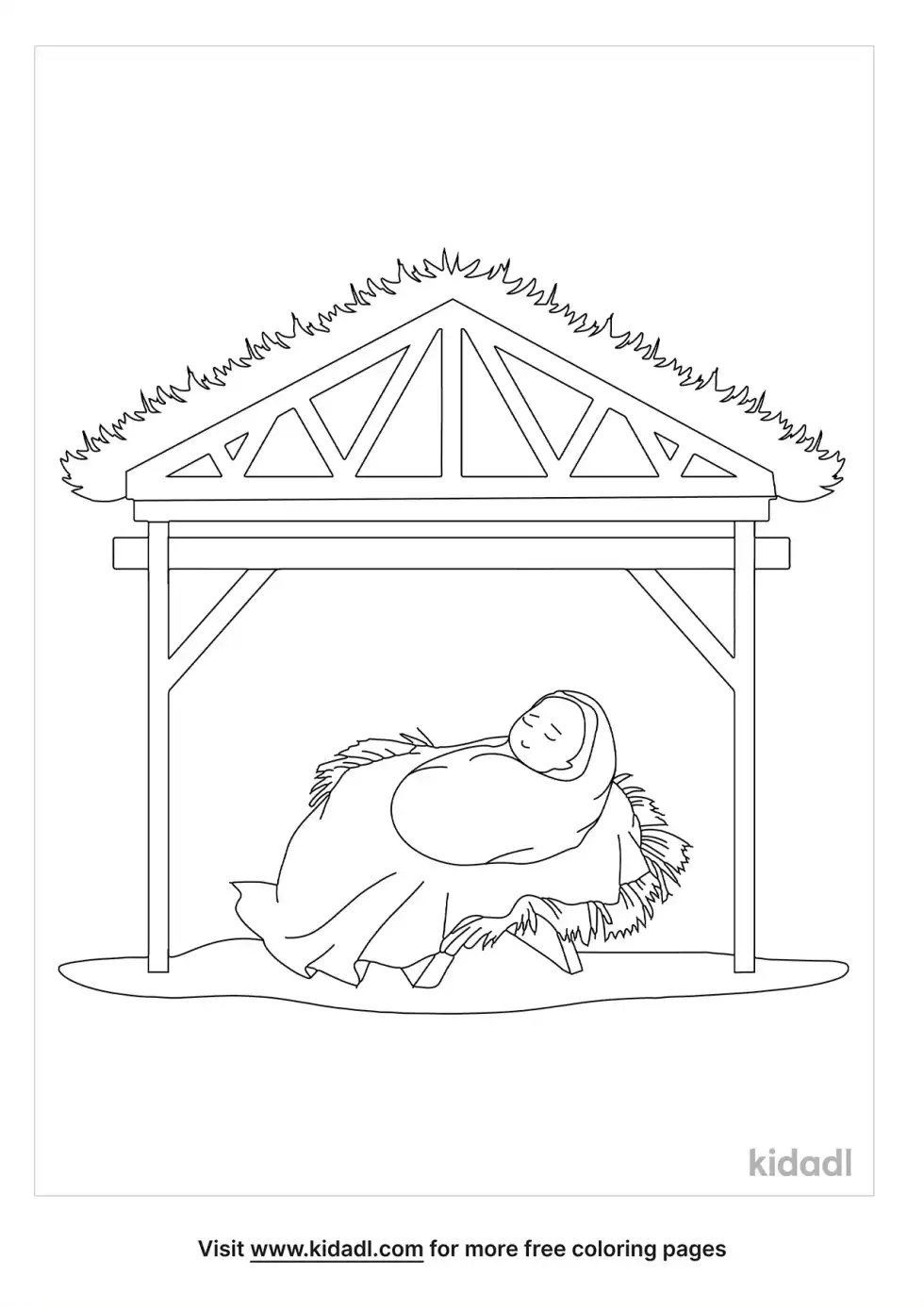 Baby In Stable Coloring Page