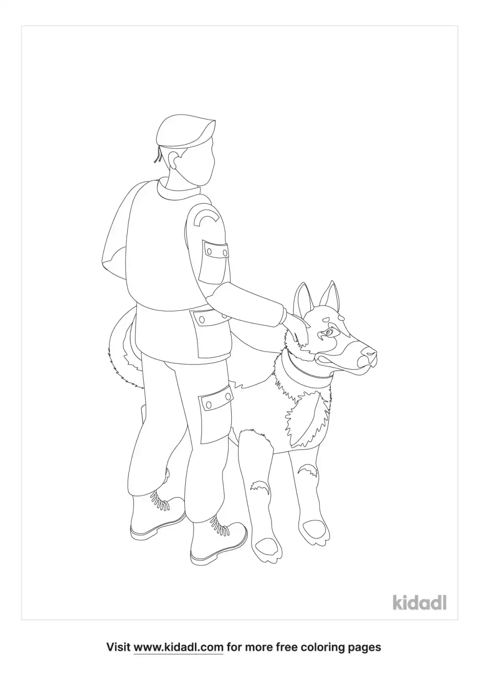 K-9 And Military Coloring Page