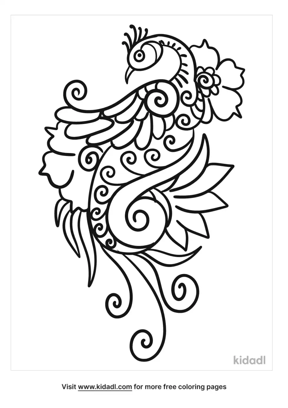 Henna Peacock Coloring Page