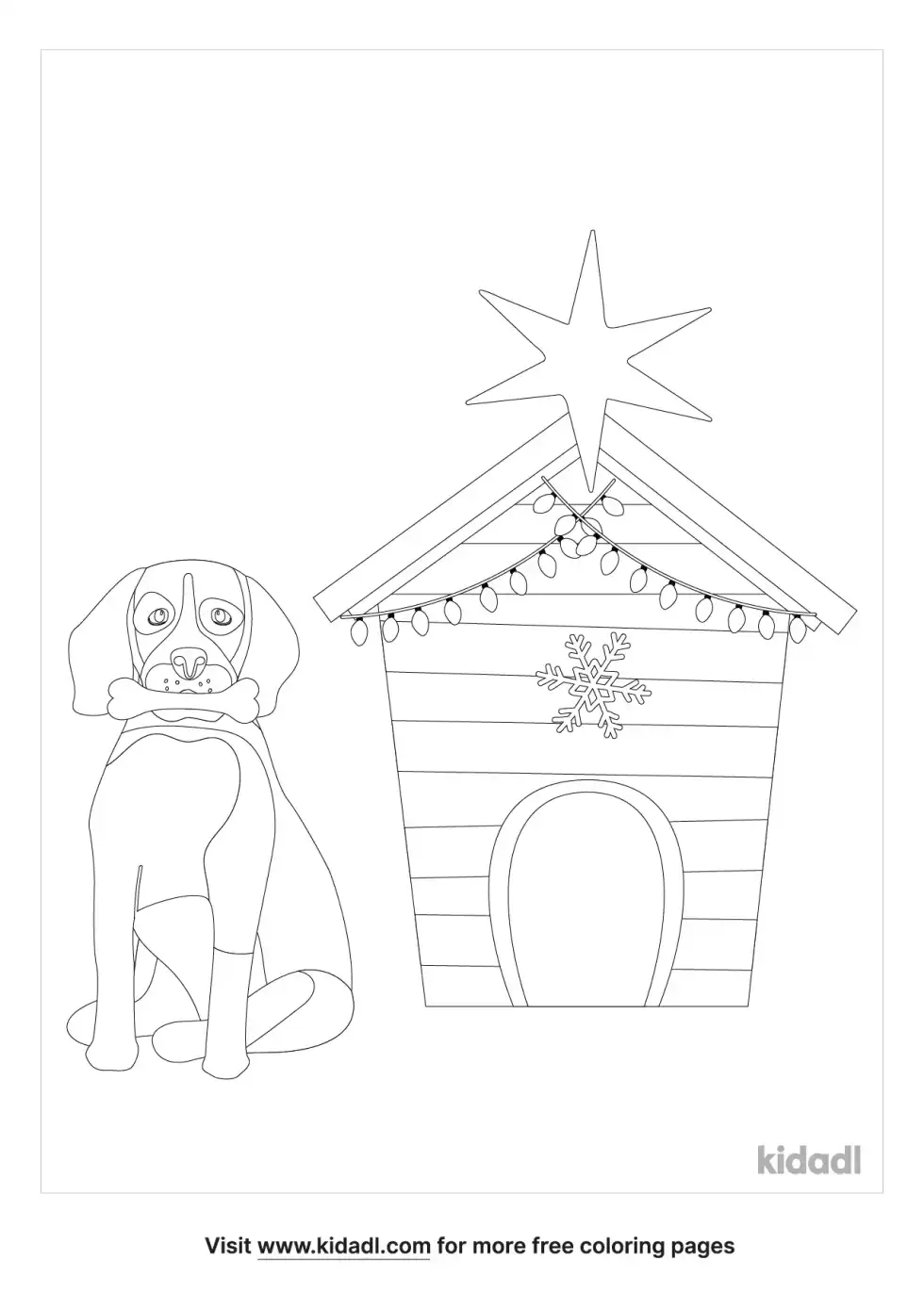 Christmas Dog House Coloring Page