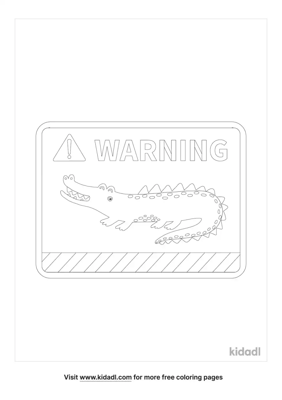 Warning Alligator Sign Coloring Page