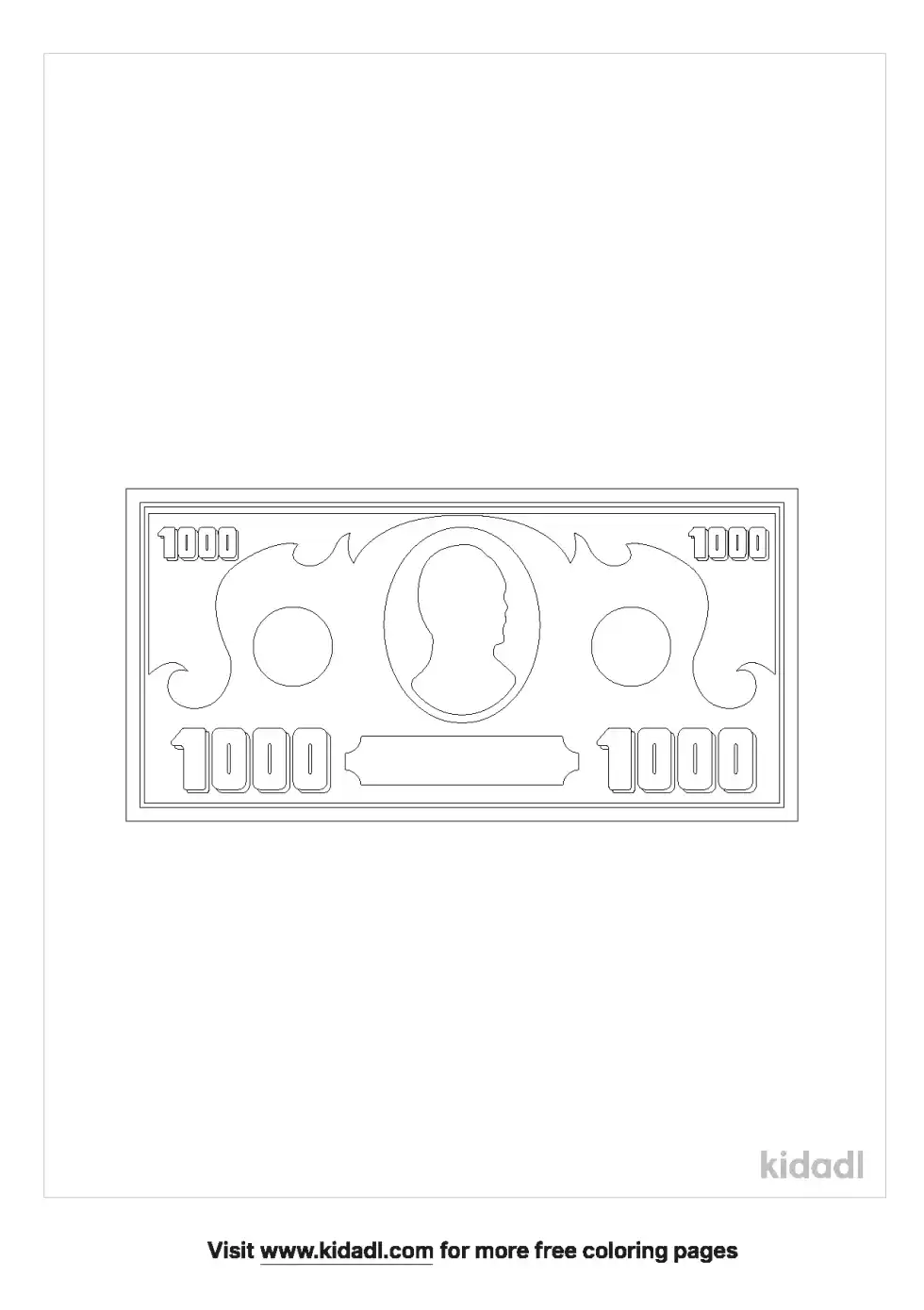 Fake 1000 Dollar Bill Coloring Page
