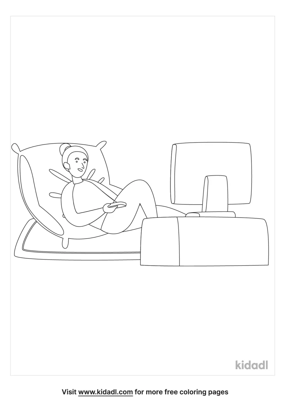 Watching Tv Coloring Page