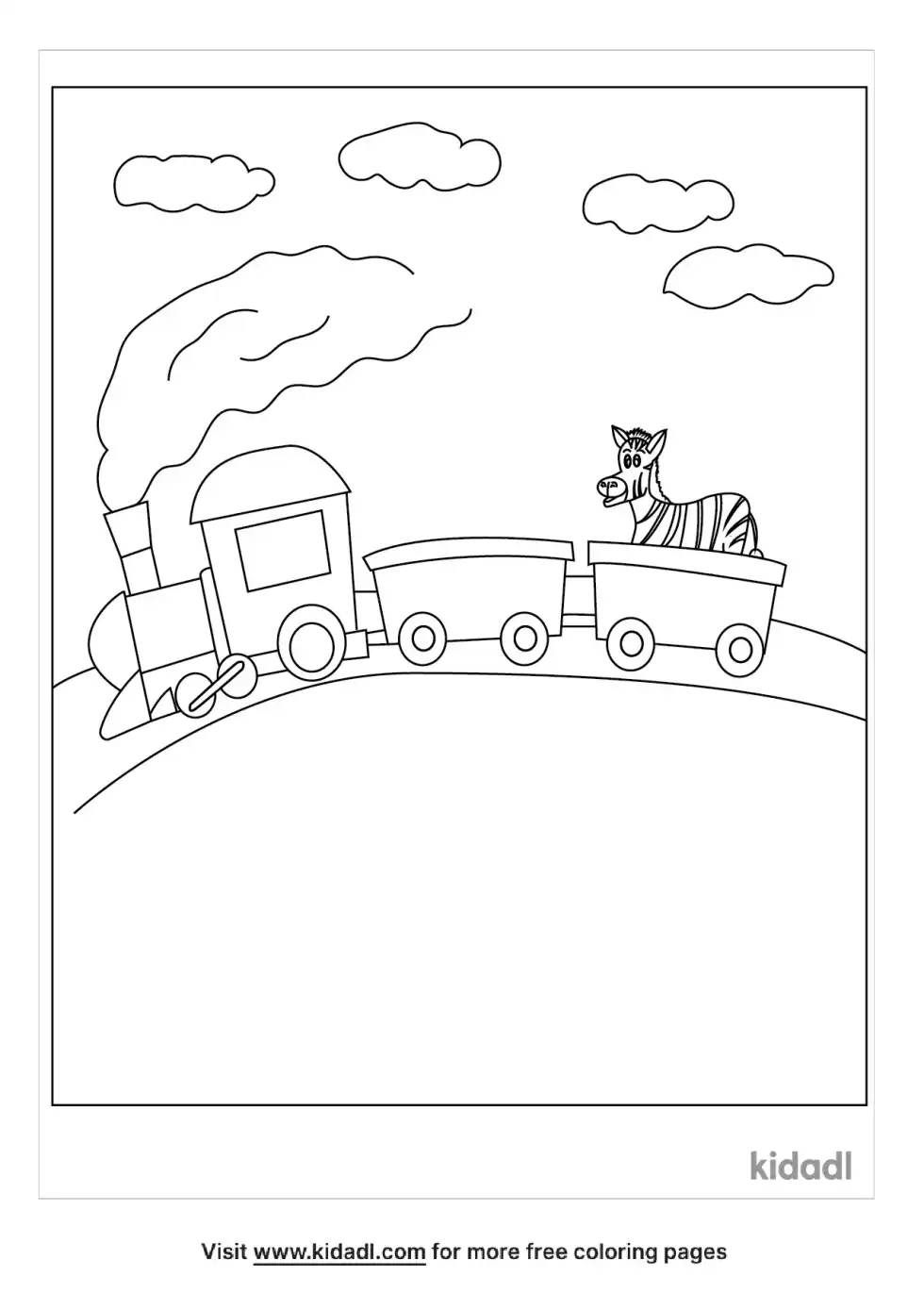 Zebra On A Train Coloring Page