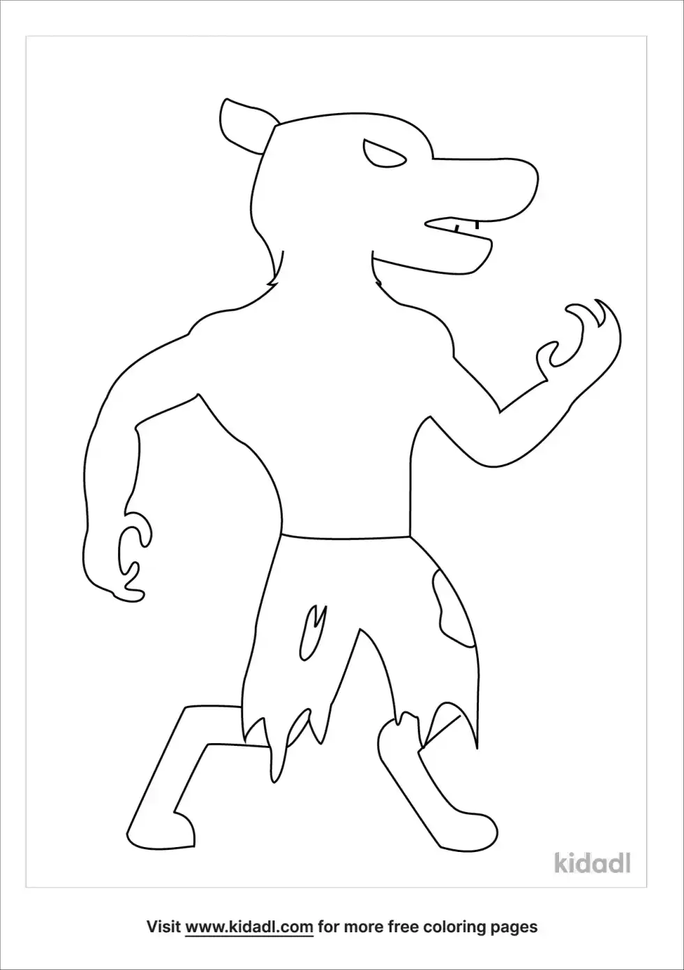 Zombie Werewolf Coloring Page