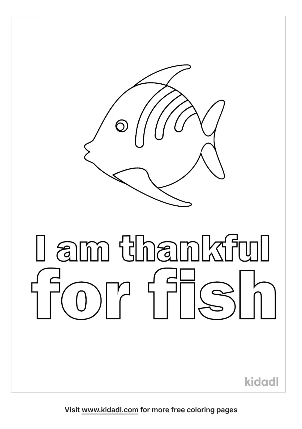I Am Thankful For Fish Coloring Page