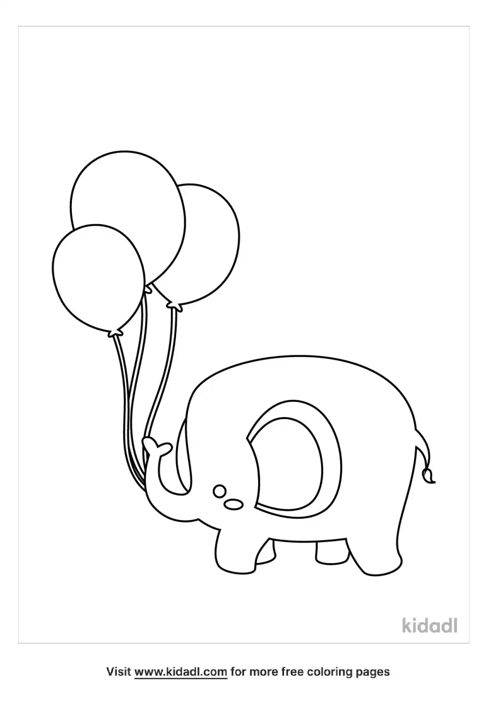 Elephant With Balloon Coloring Page