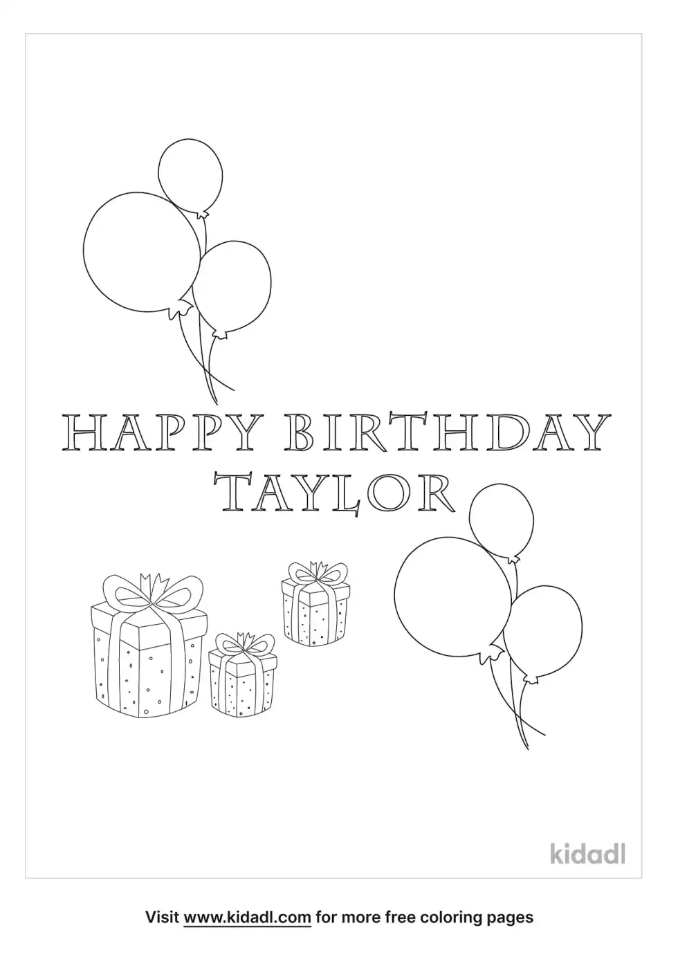 Happy Birthday Taylor Coloring Page