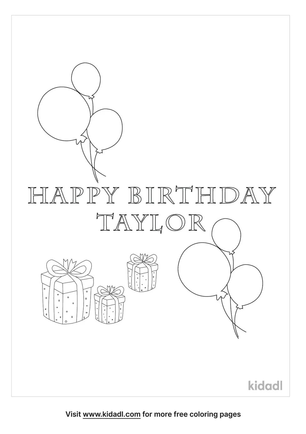 Happy Birthday Taylor Coloring Page