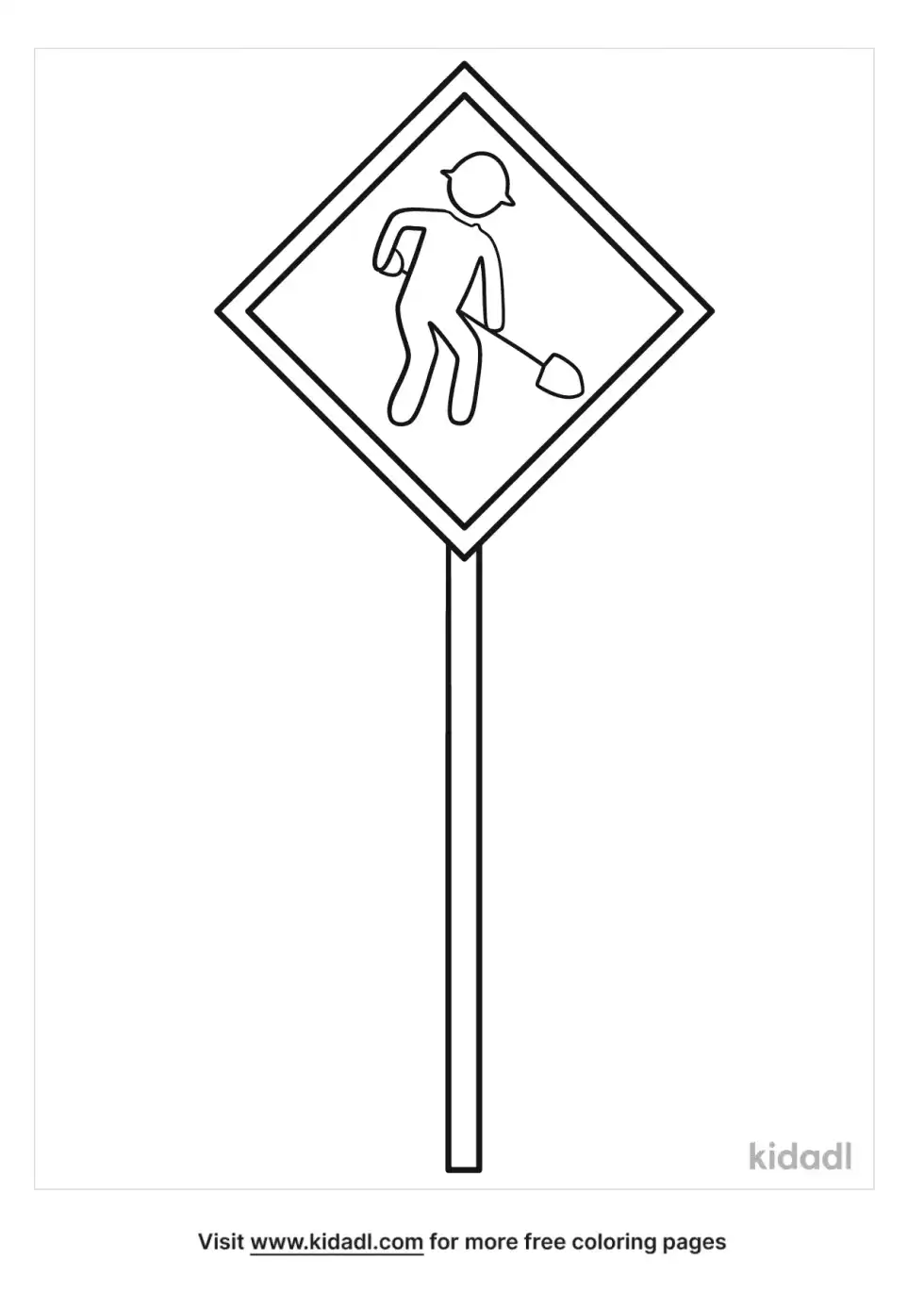 Construction Road Sign Coloring Page