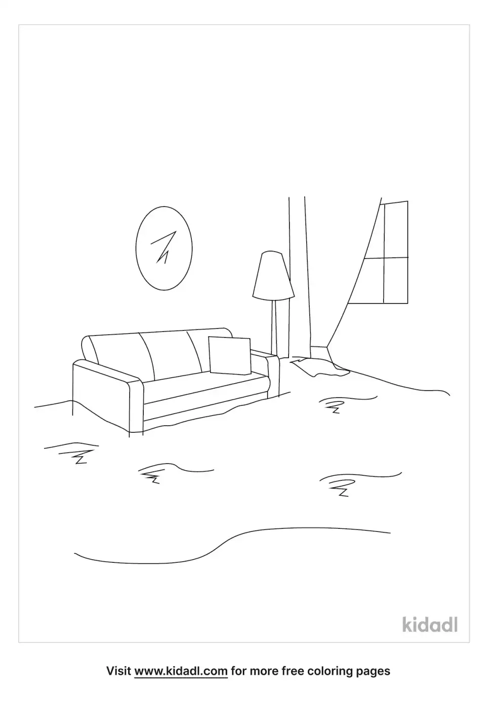 Flooded Room Coloring Page