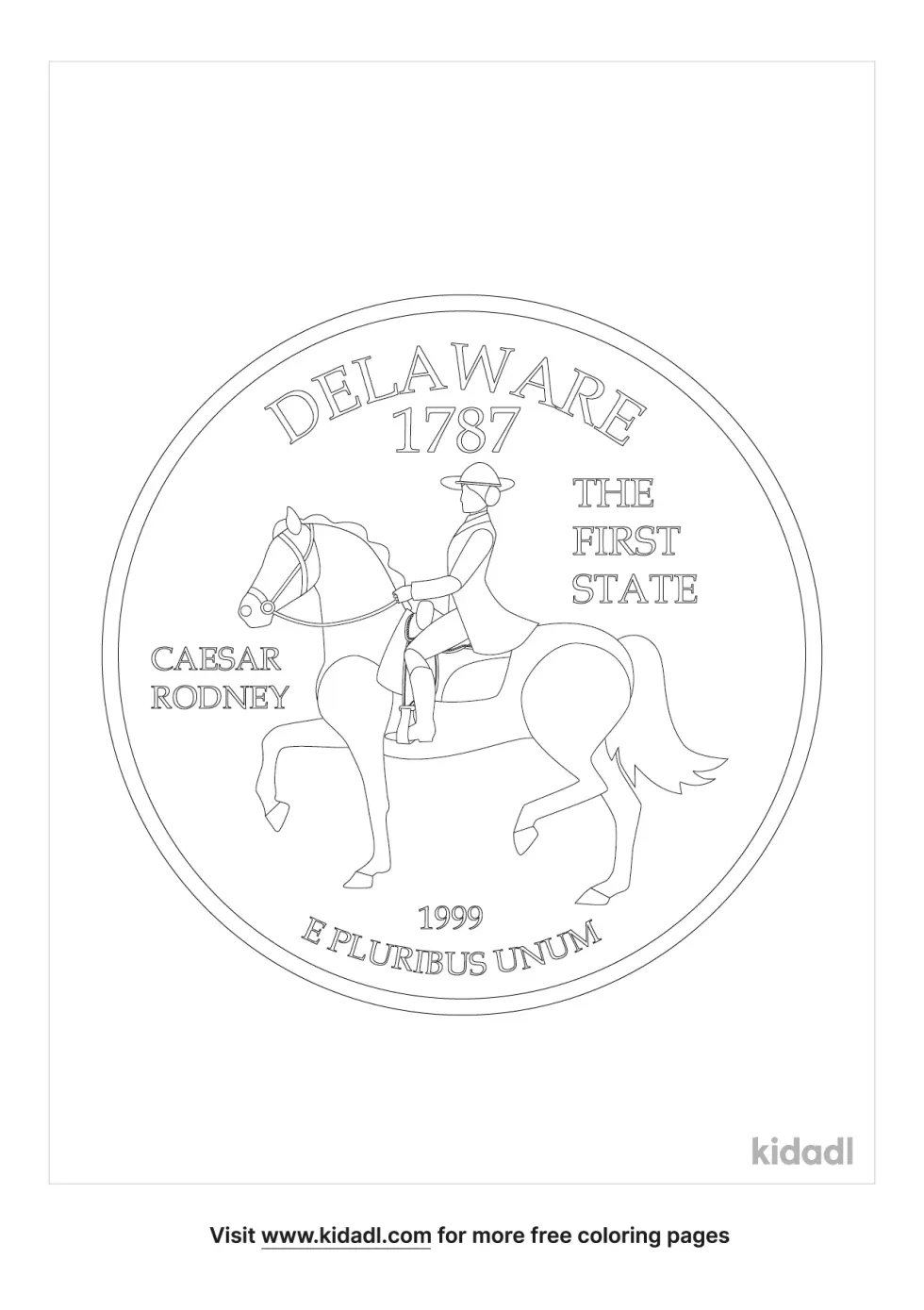 Delaware Quarter Coloring Page