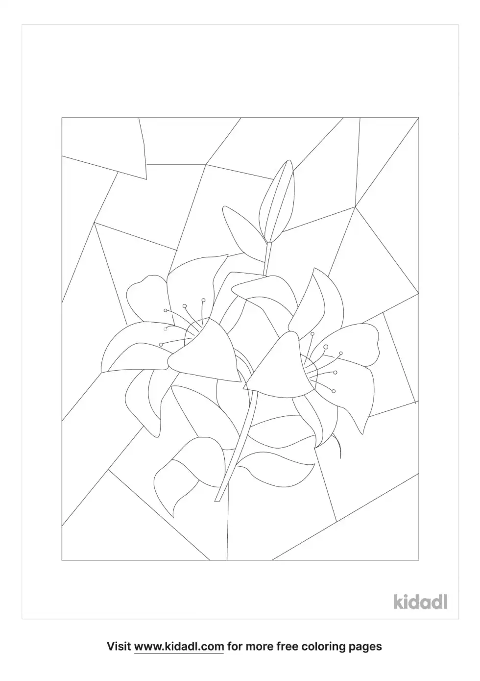 Stained Glass Lilies Coloring Page