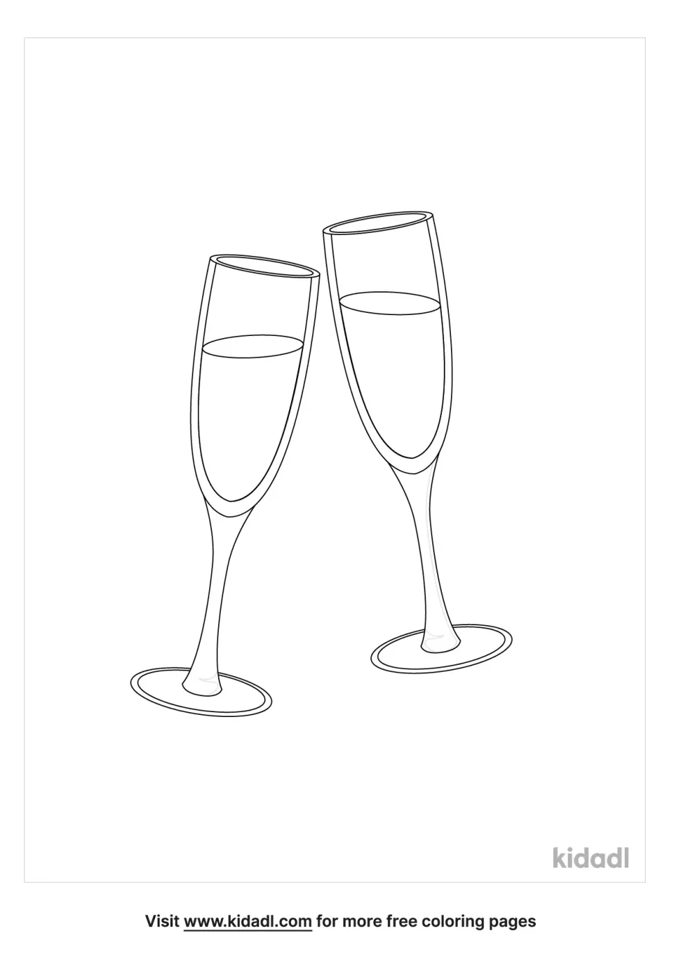 Champagne Glasses Coloring Page