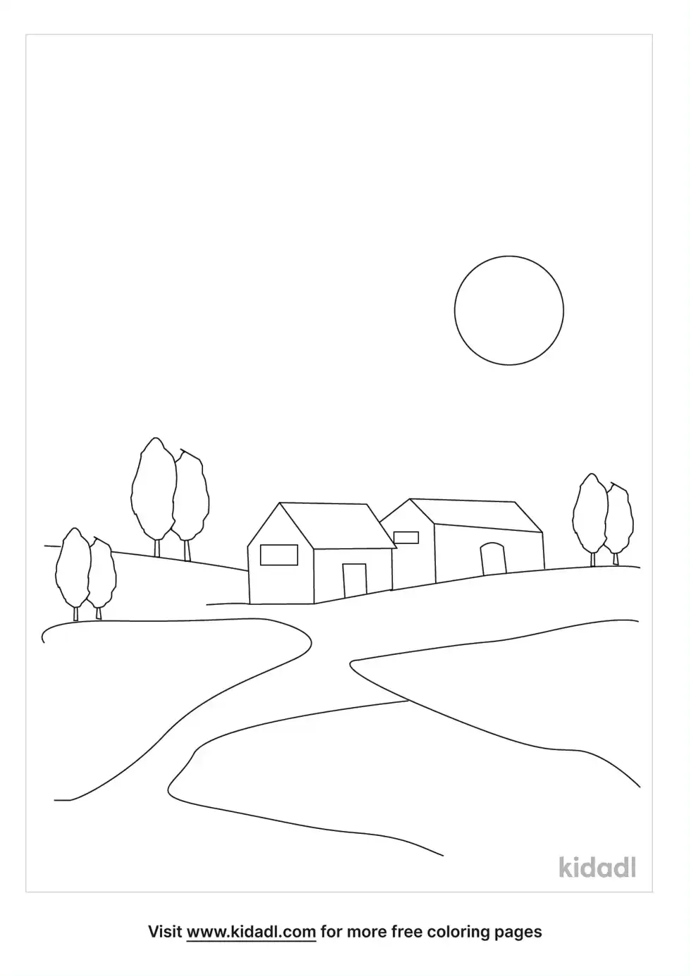 Summer Scene Coloring Page