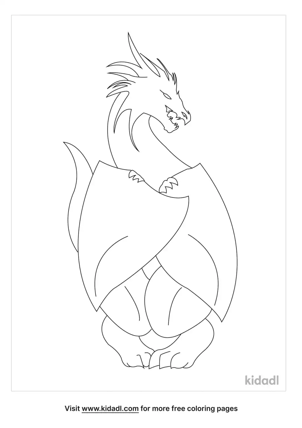 Dragon Hiding Behind Its Wing Coloring Page