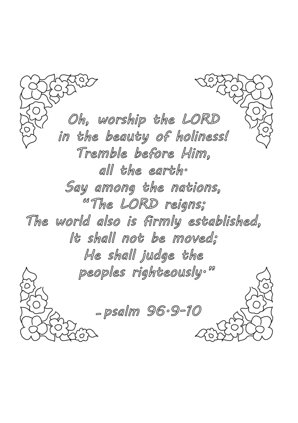 Psalm 96:9-10 Coloring Page