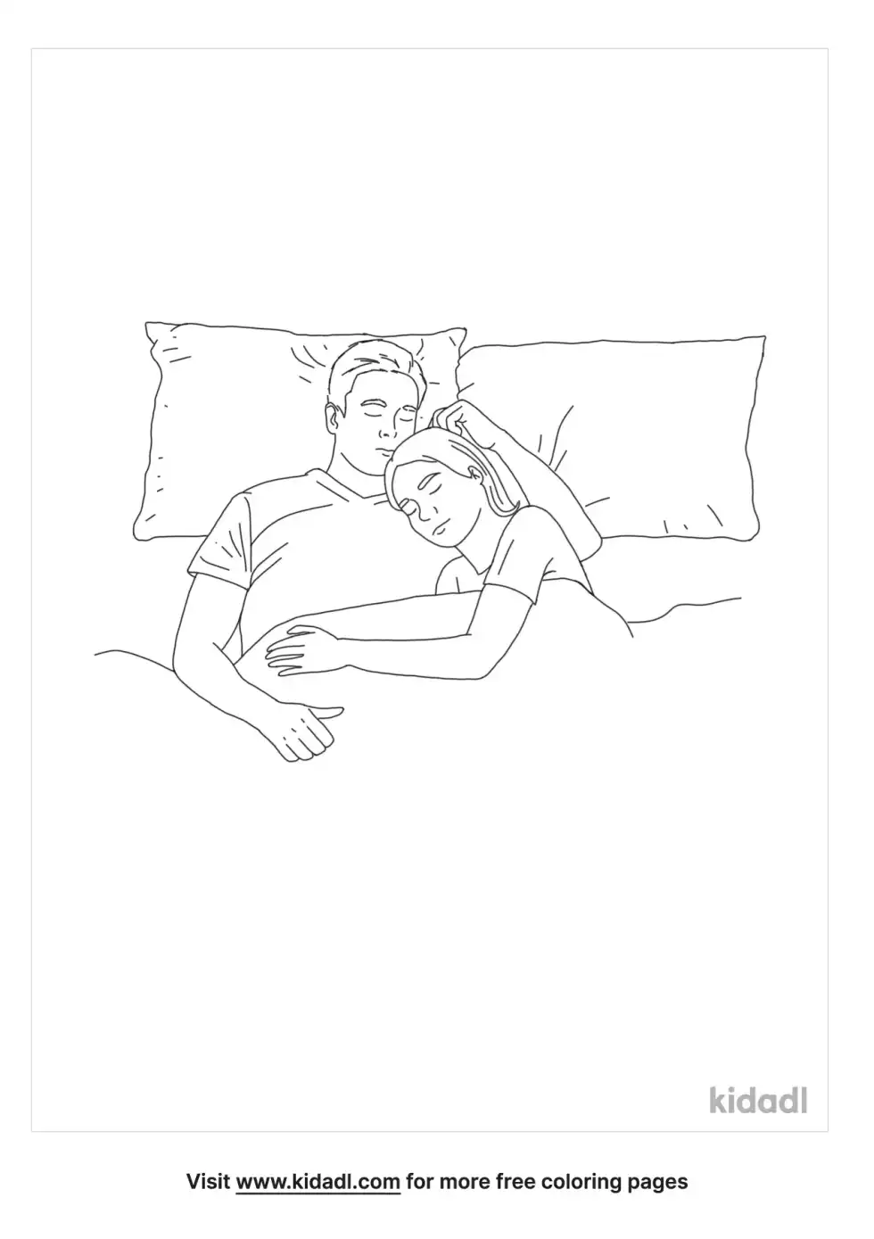 Two People Cuddling Coloring Page