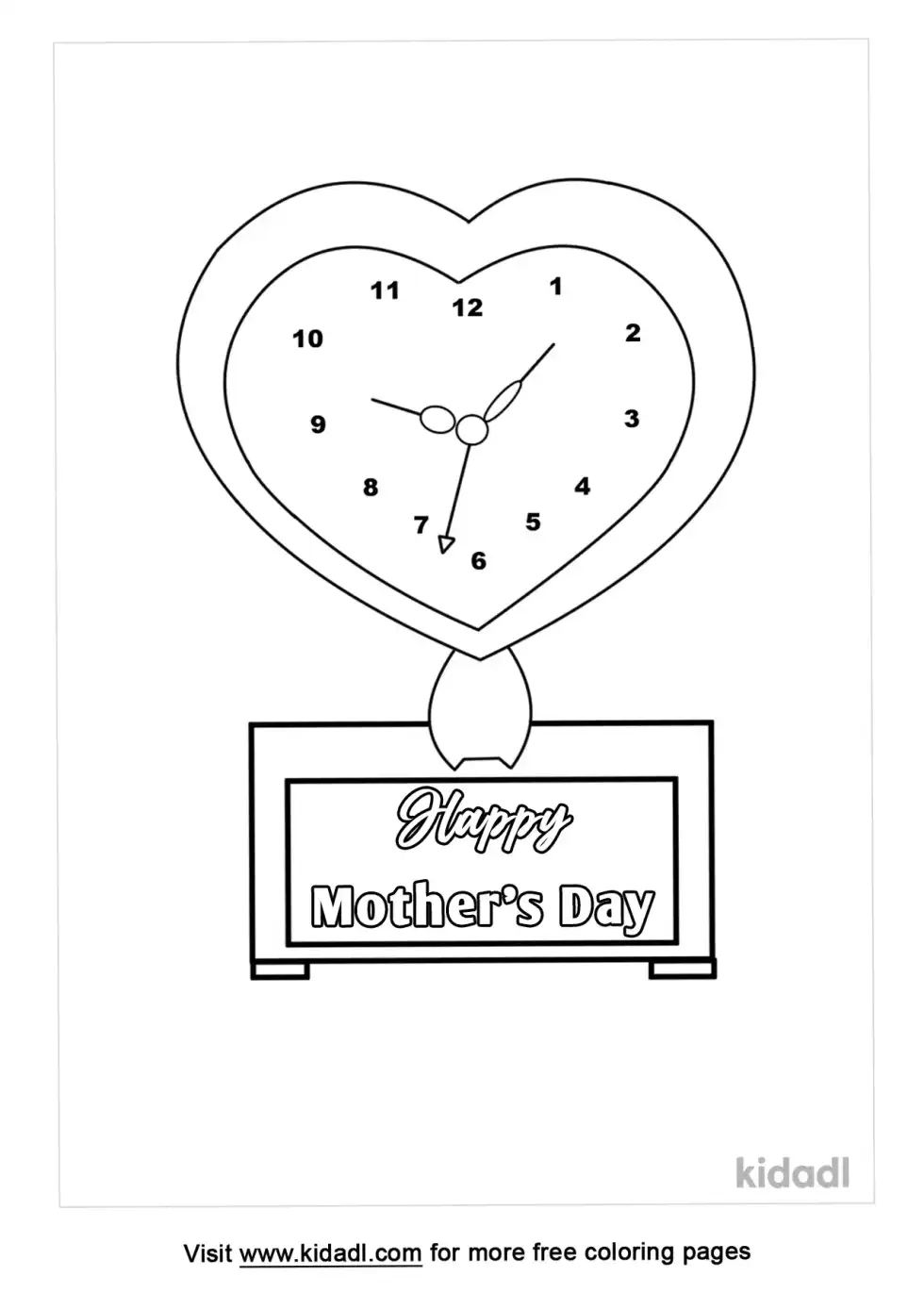 Mother's Day Clock Coloring Page