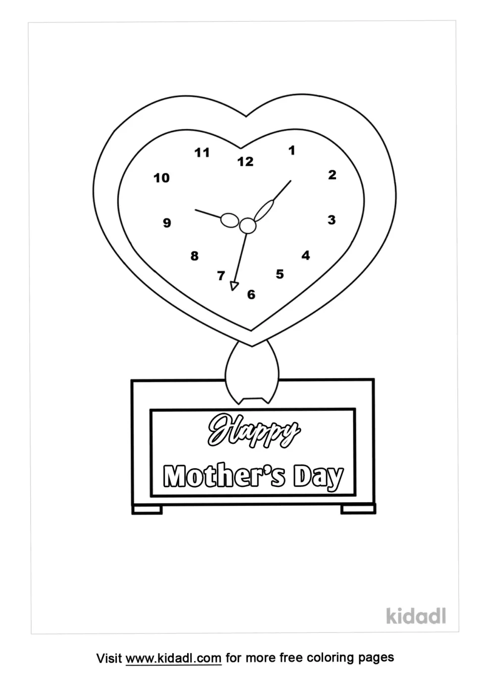 Mother's Day Clock Coloring Page