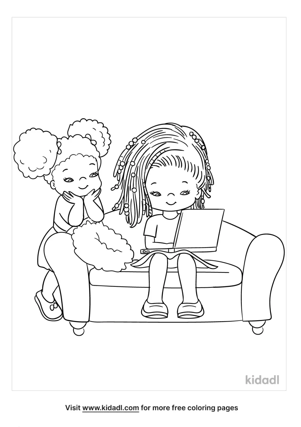 Black Girls Coloring Page