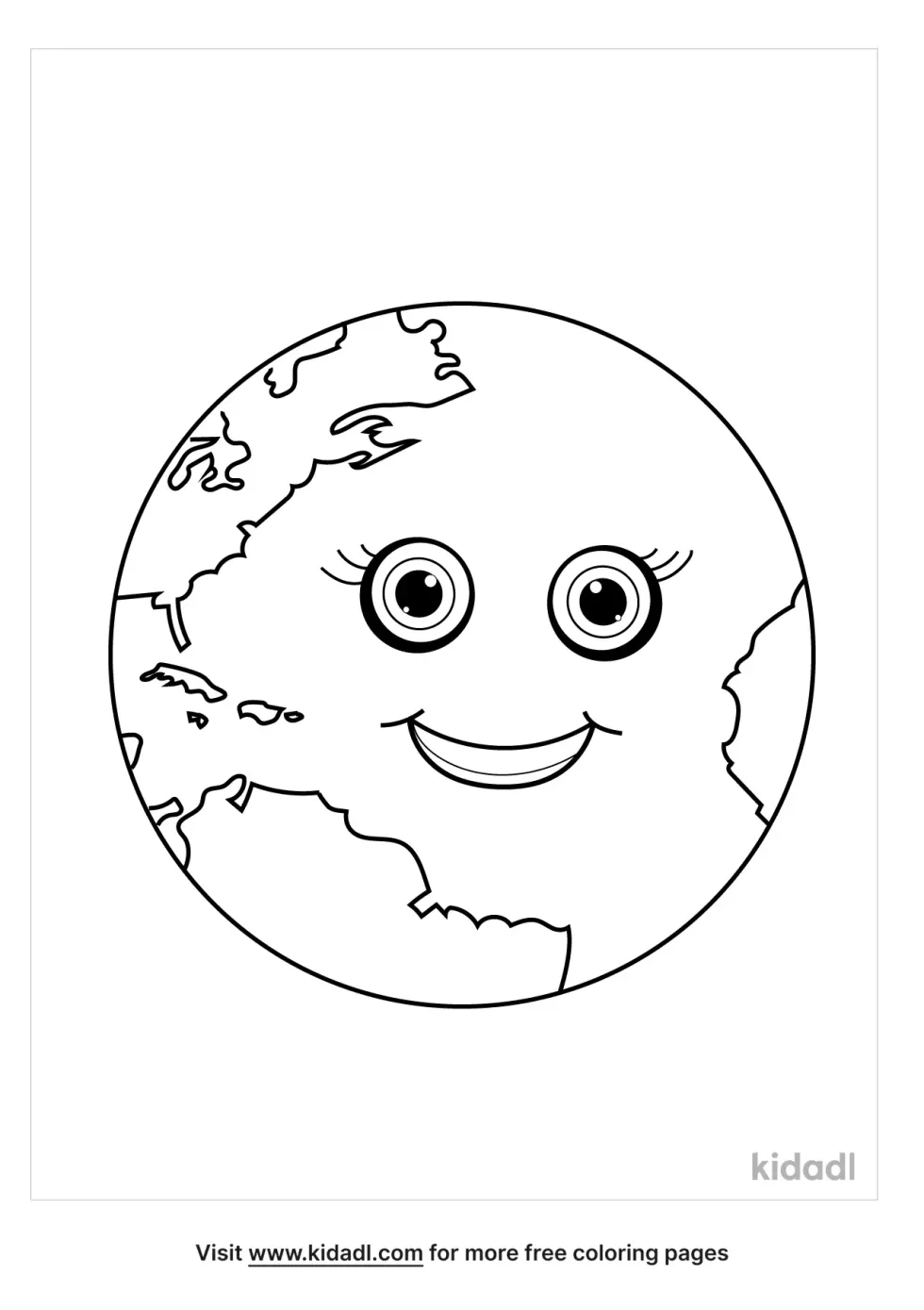 Earth With A Face Coloring Page | Kidadl