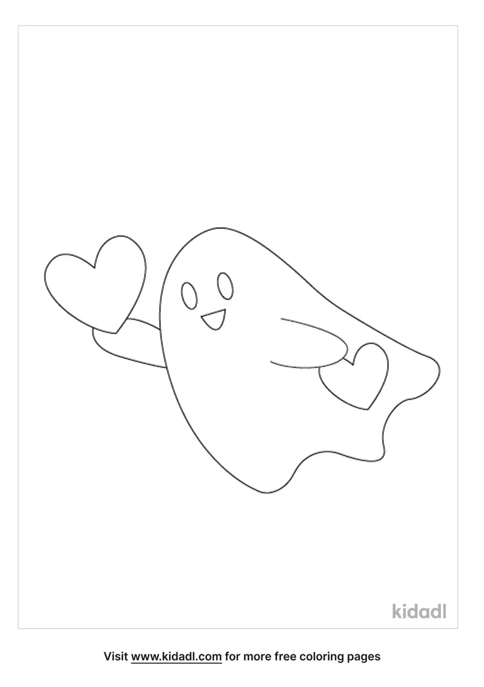 Ghost With Hearts Coloring Page