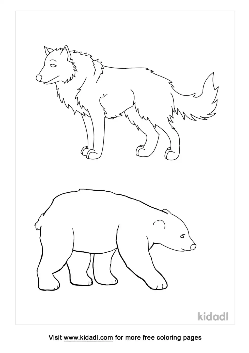 Wolf And Bear Coloring Page