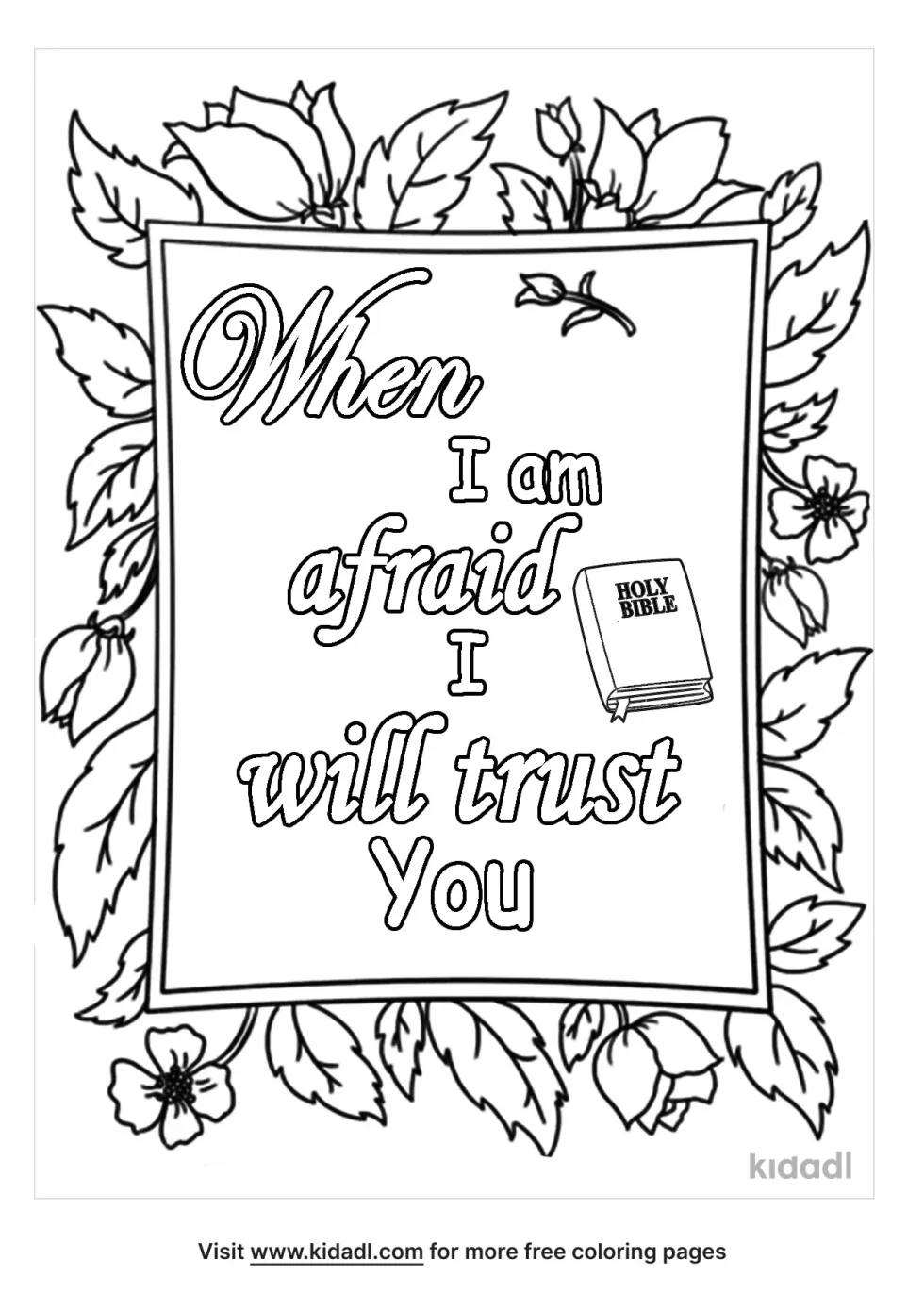 When I'm Afraid, I Will Trust You Coloring Page