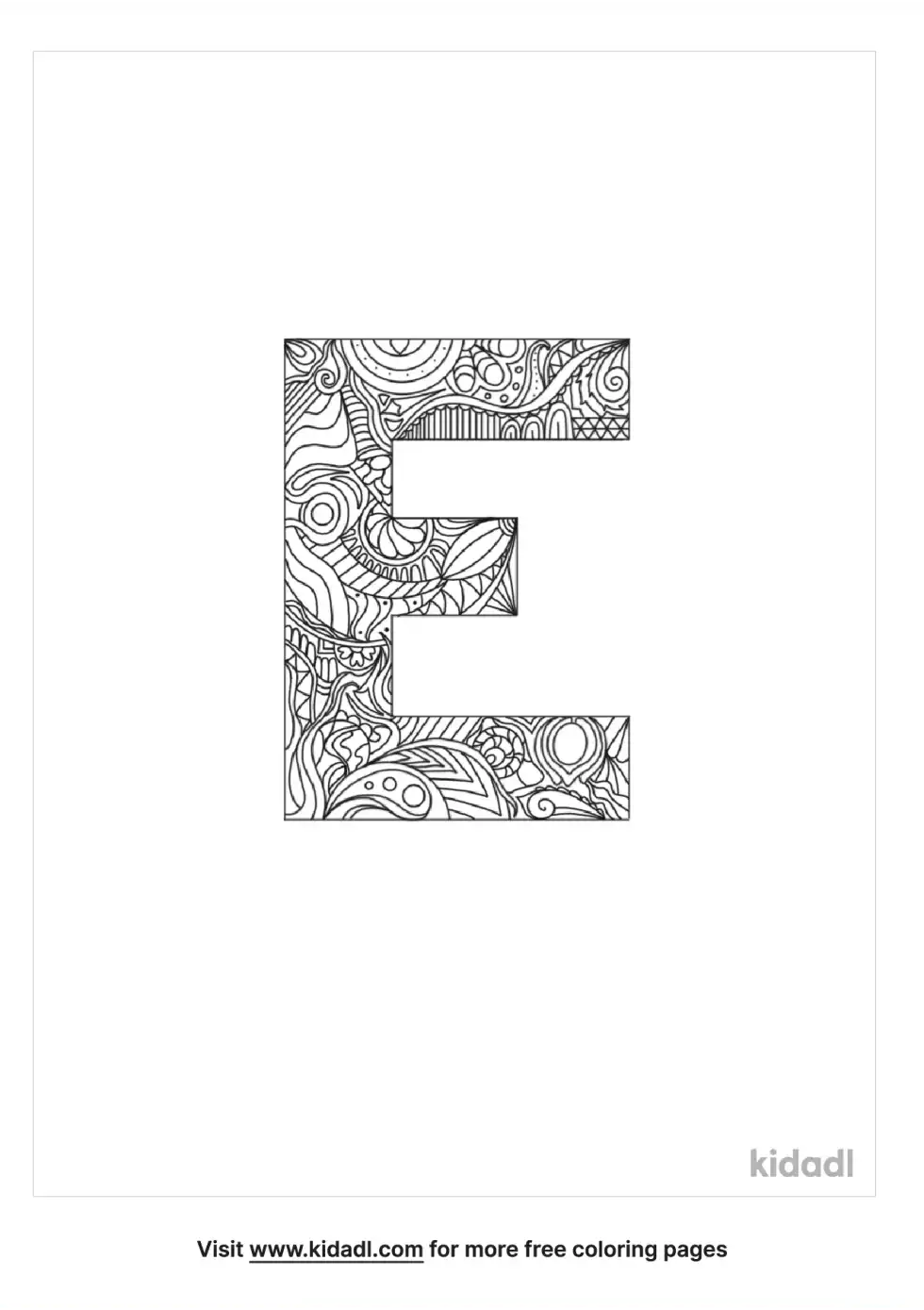Letter E Zen Coloring Page