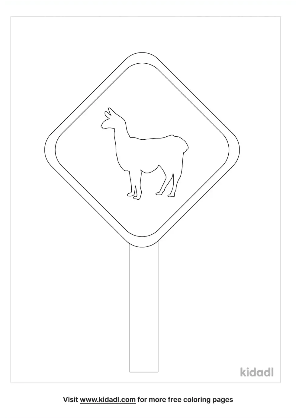 Llama Crossing Coloring Page