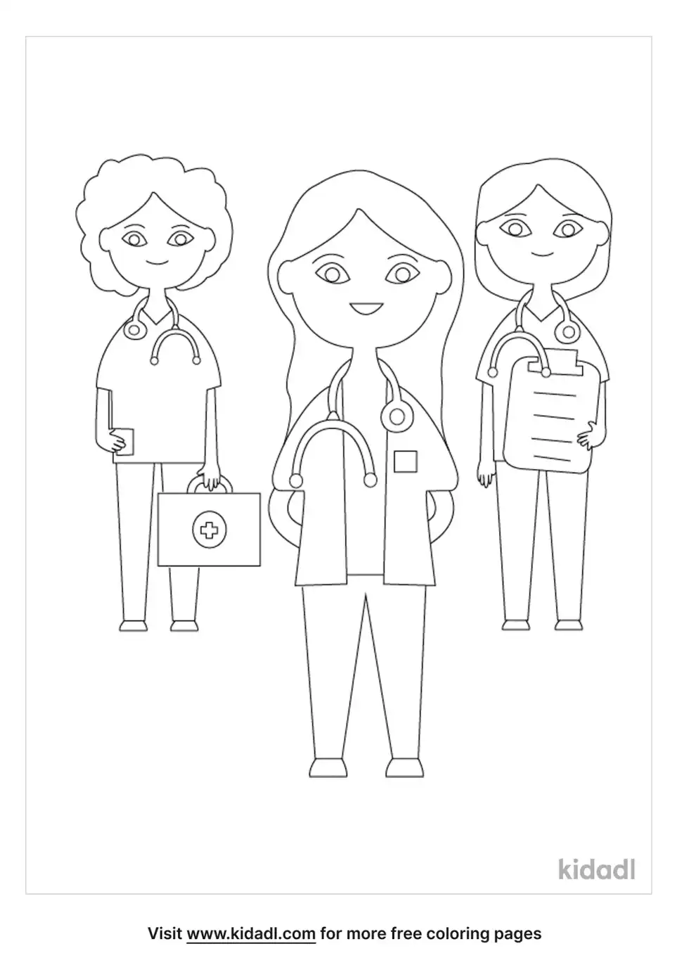 Woman Doctor And Her Staff Coloring Page