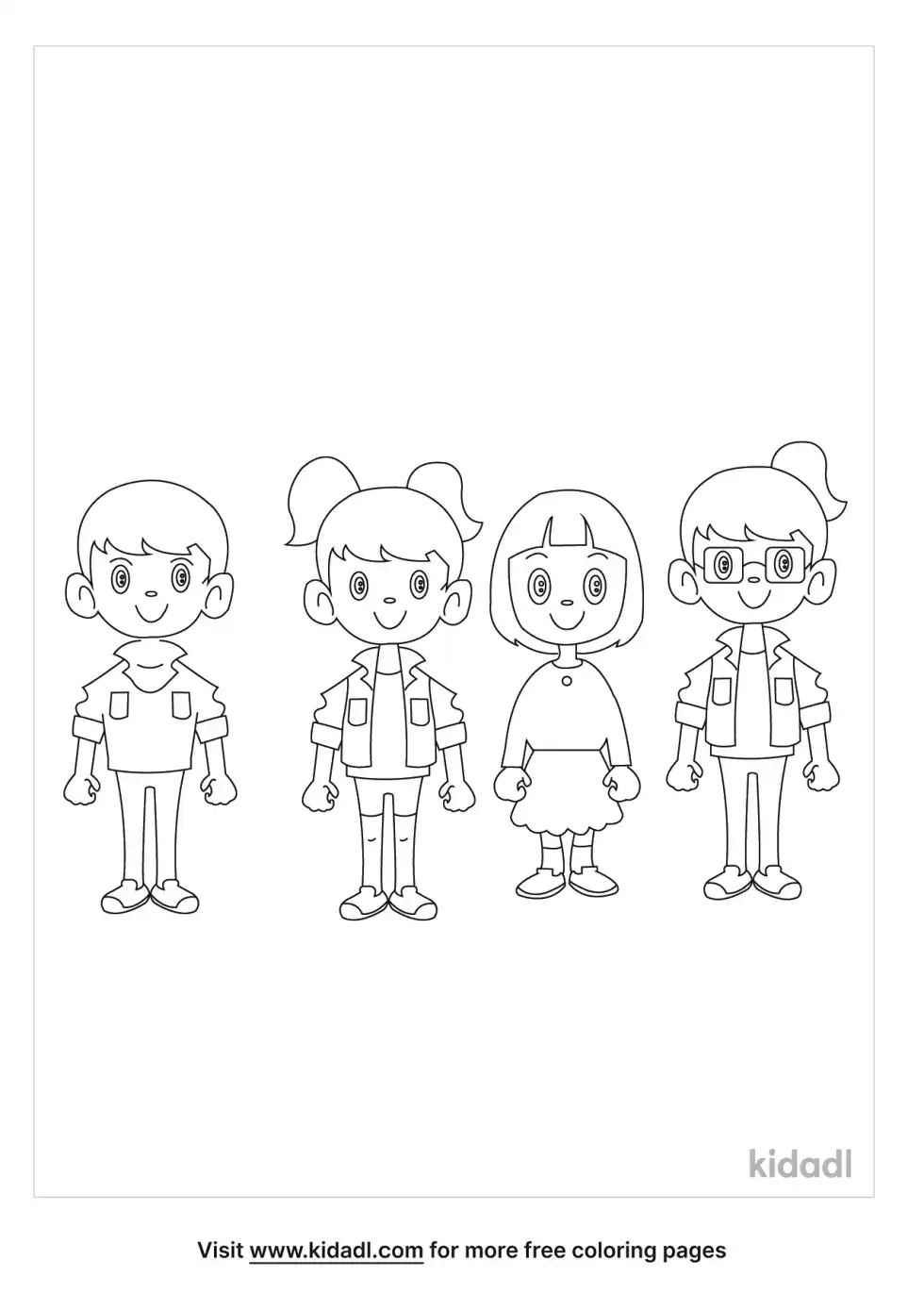 Three Girls And A Boy Coloring Page