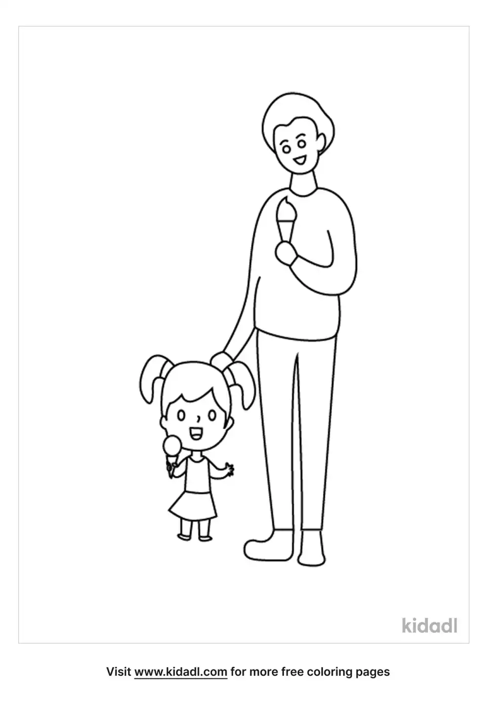 Ice Cream With Dad Coloring Page
