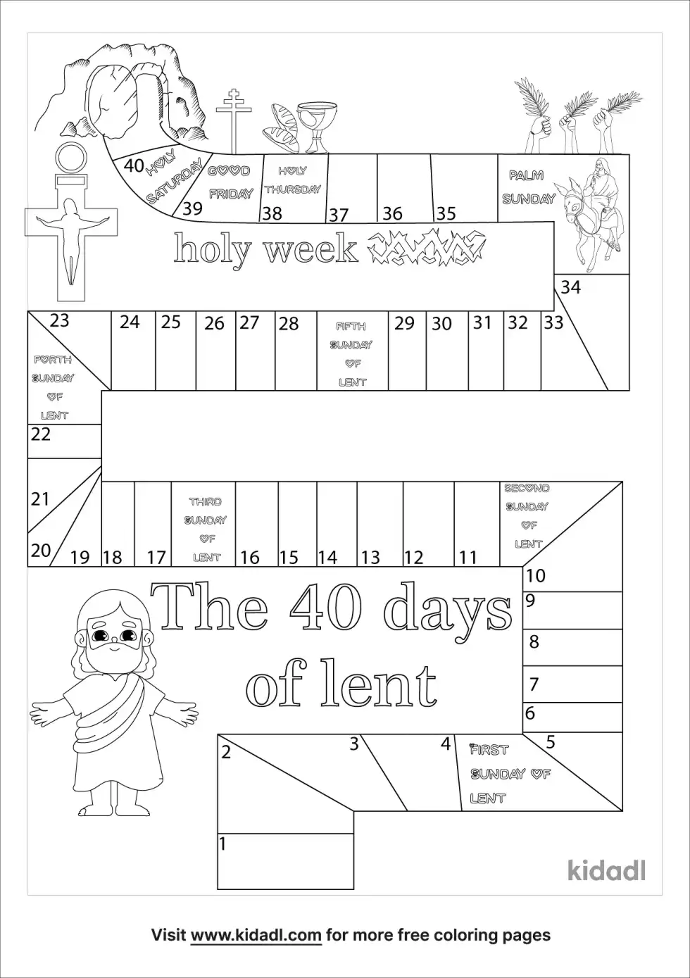 Lenten Calendar Coloring Page