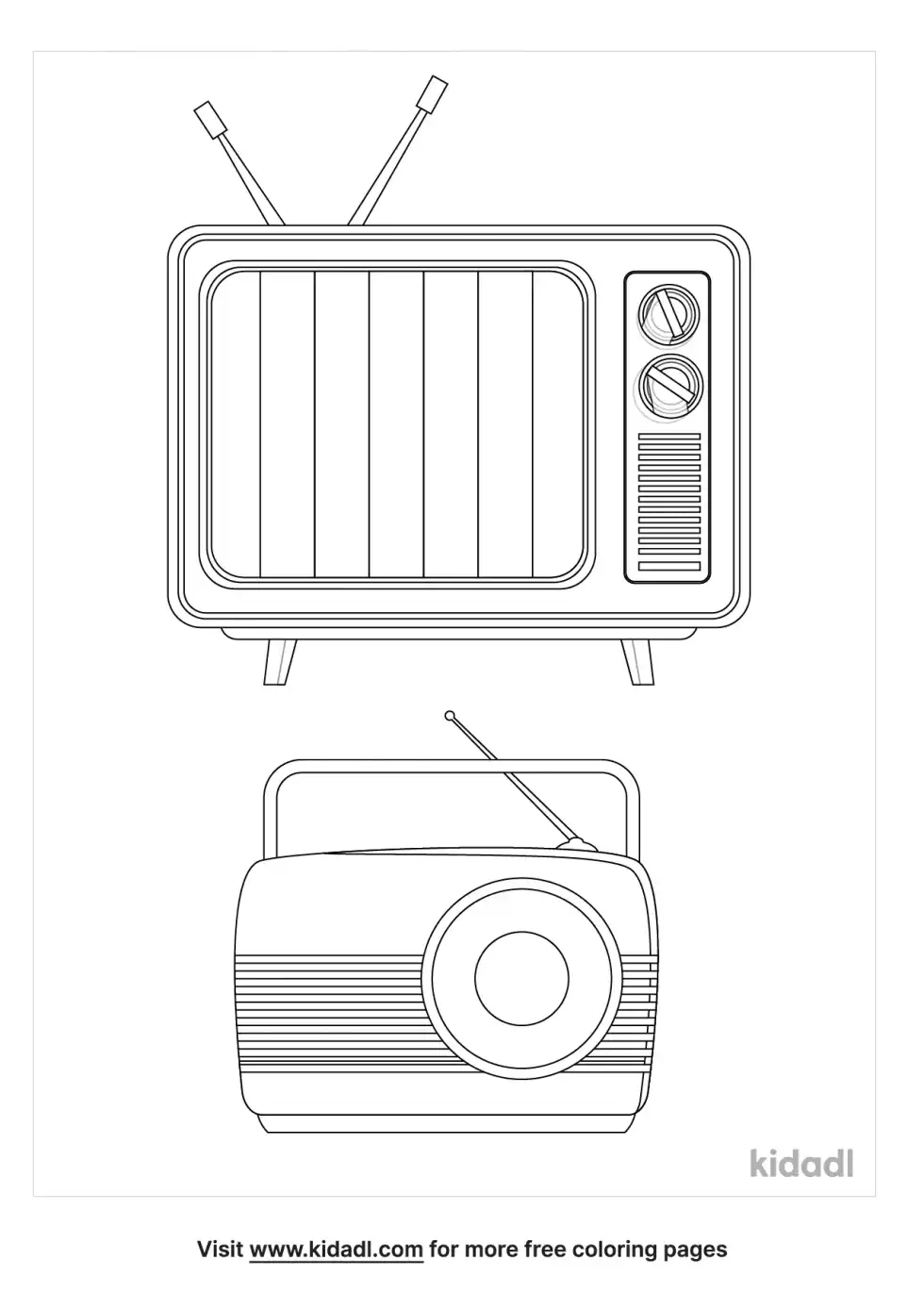 Tv And Radio Coloring Page