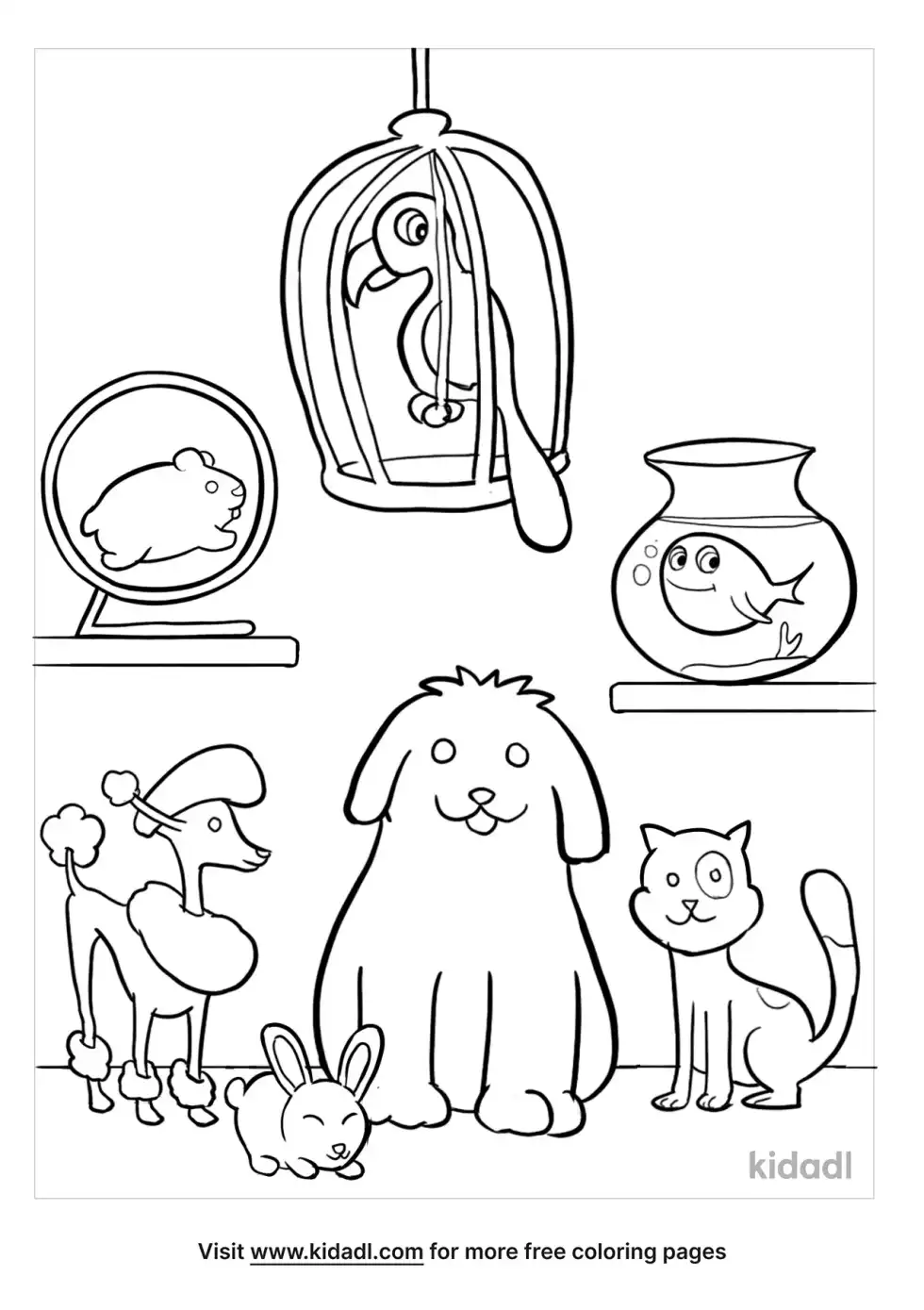 Variety Of Pets Coloring Page