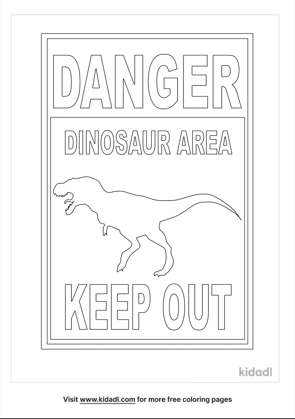 Dinosaur Keep Out Coloring Page