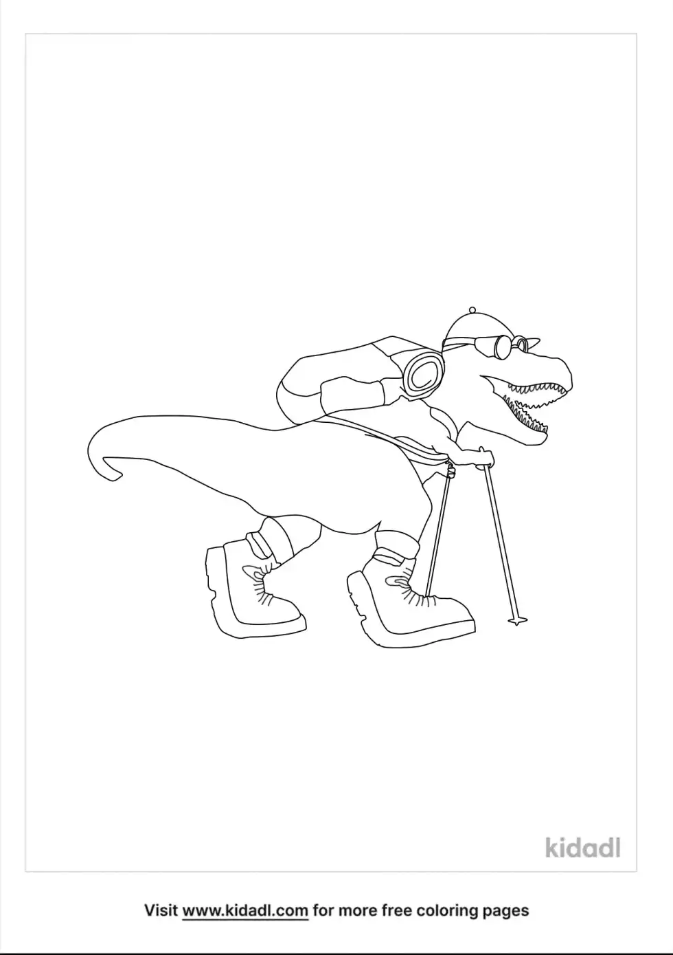 Dinosaur Hiking Coloring Page