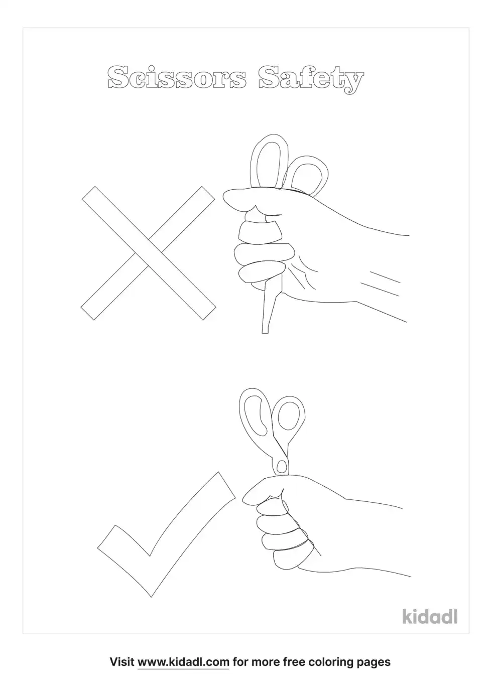 Teaching Scissors Safety Coloring Page