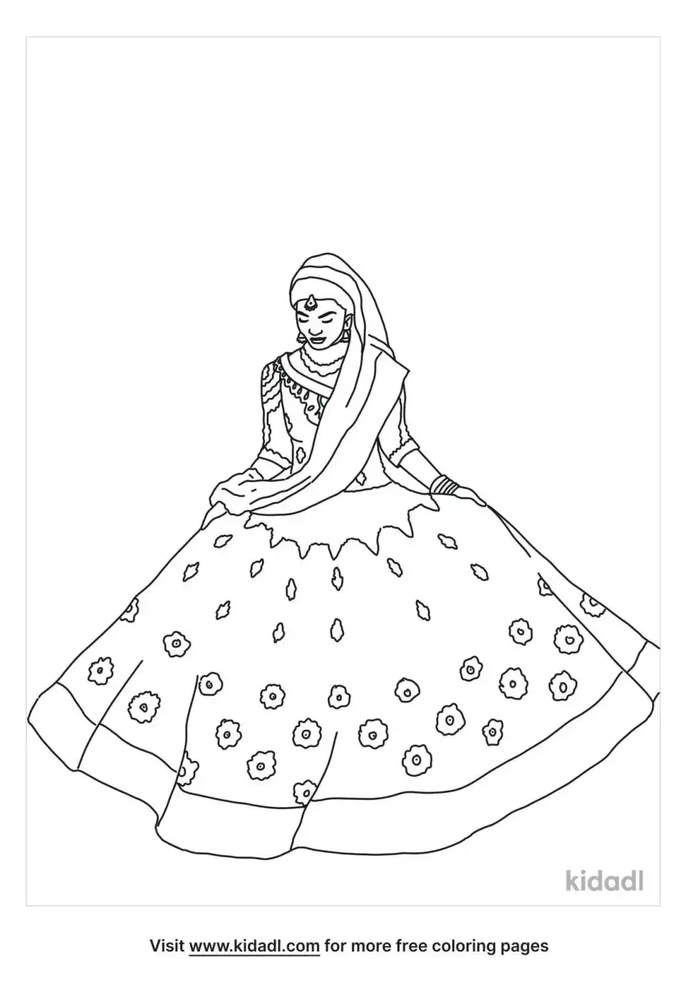 Asian Wedding Bridesmaid Dresses Coloring Page