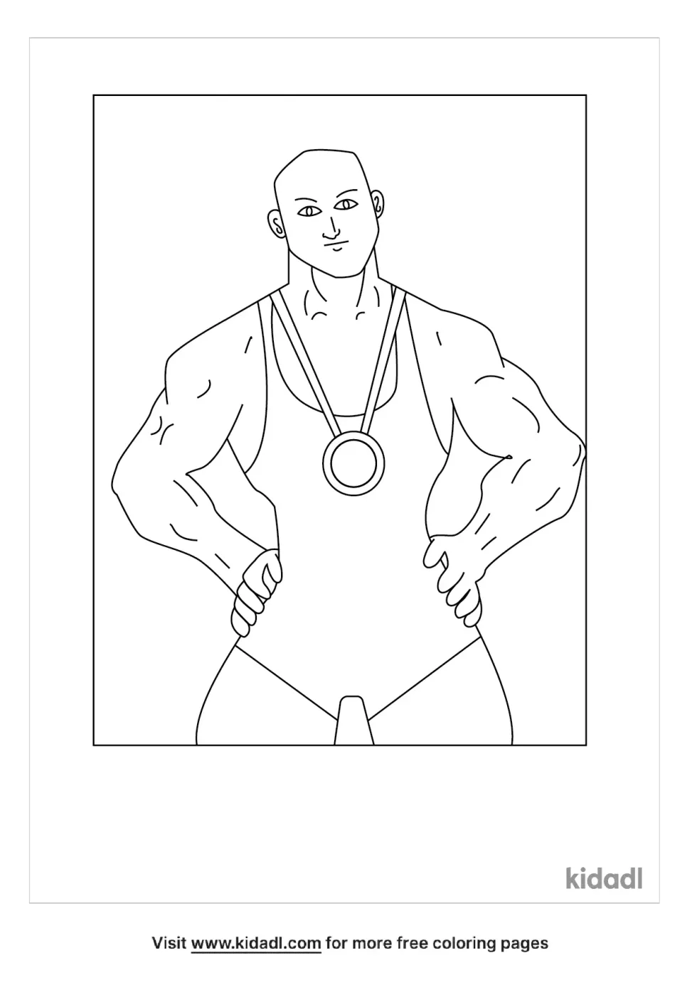 Wrestler With Medal Coloring Page